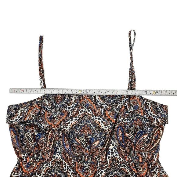 J. Crew Blue and Orange Candace Paisley Print 100% Silk Mini Dress - Picture 5 of 9